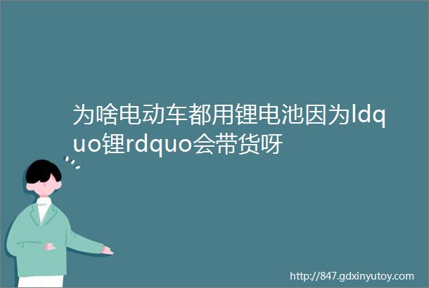 为啥电动车都用锂电池因为ldquo锂rdquo会带货呀